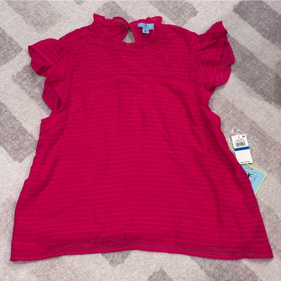 CeCe Bright Pink Ruffle Sleeve Blouse – XL – NWT - Picture 1 of 5
